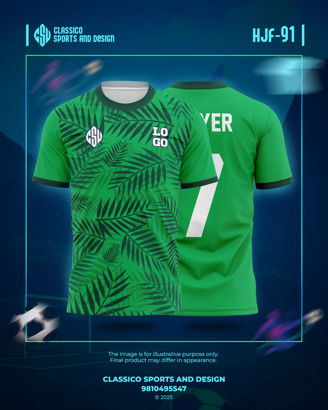 HJF 91 Custom Football Jersey  Jungle Green Edition | Classico Sportswear Nepal