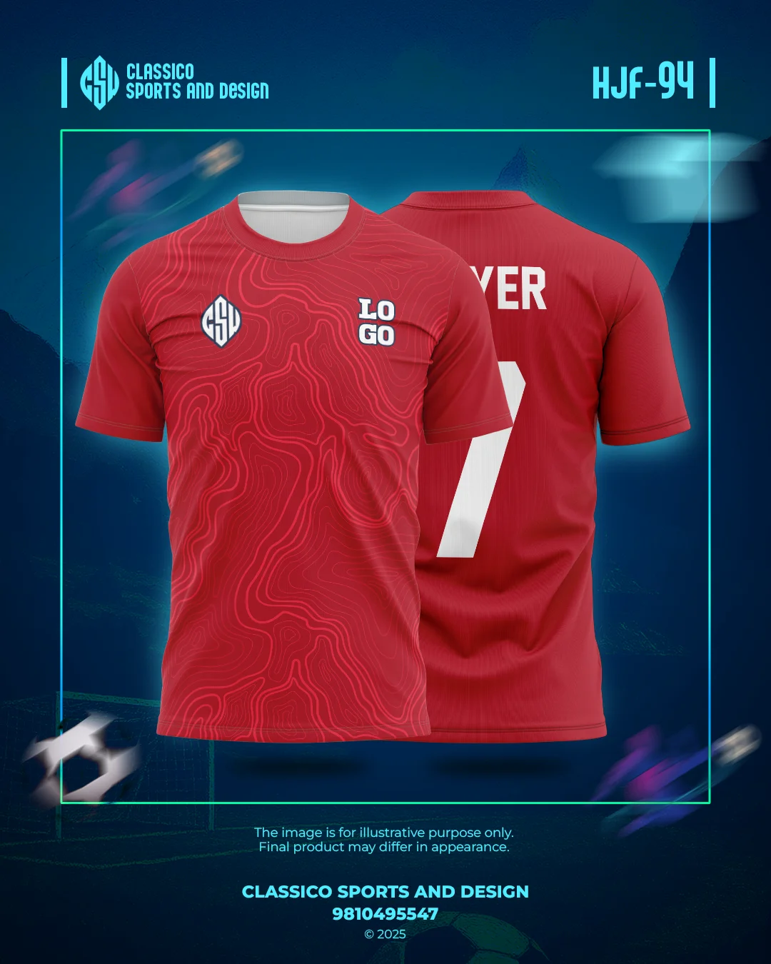 HJF 94 Custom Football Jersey  Topo Red Edition | Classico Sportswear Nepal