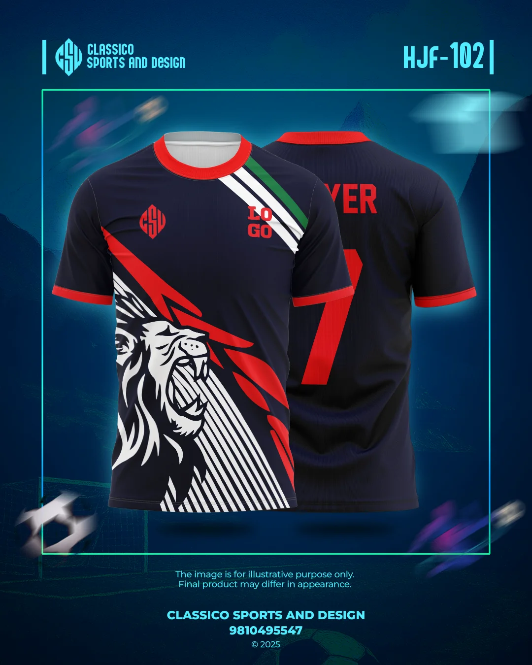HJF 102 Custom Football Jersey  Roaring Lion Edition | Classico Sportswear Nepal