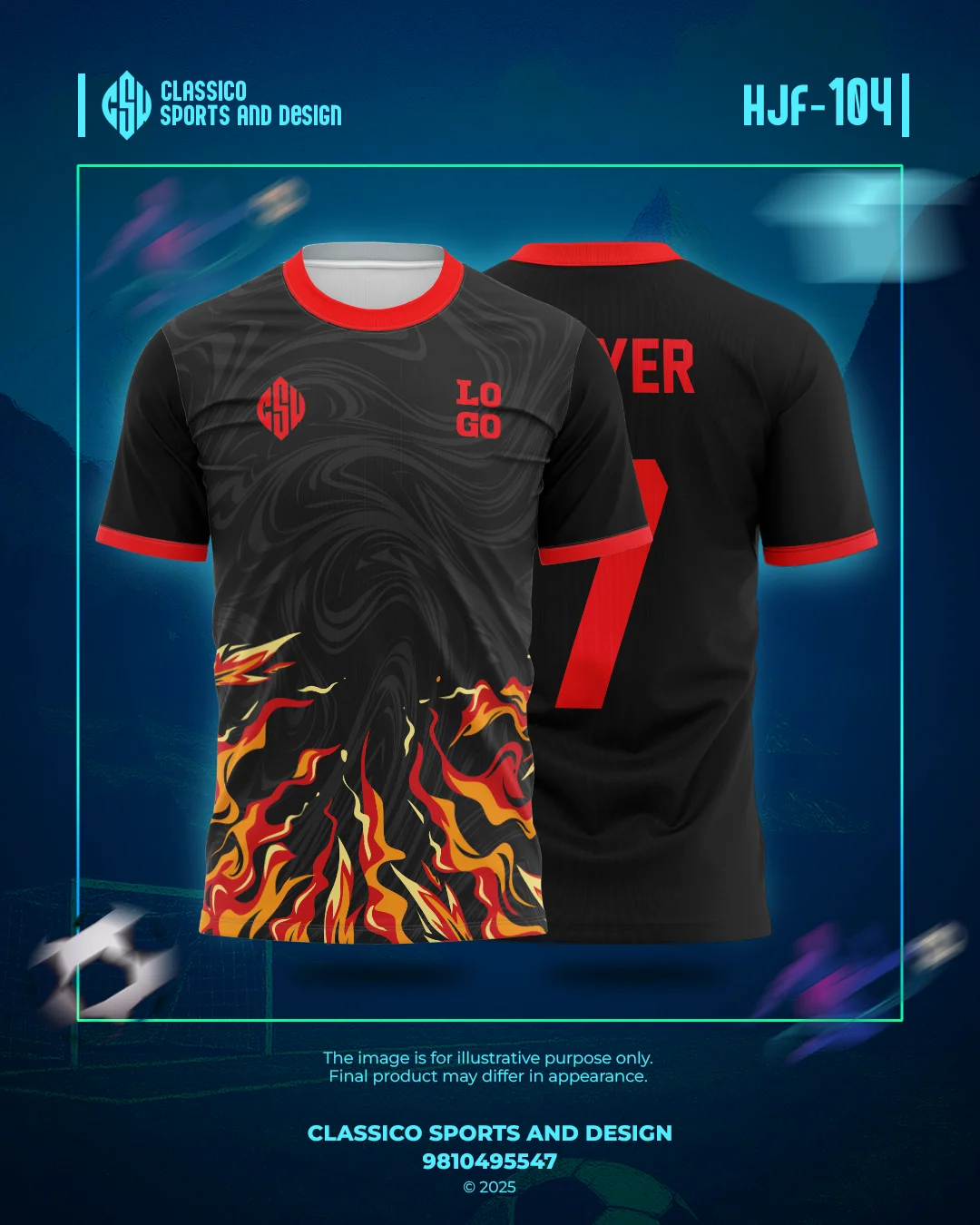HJF 104 Custom Football Jersey  Inferno Wave Edition | Classico Sportswear Nepal