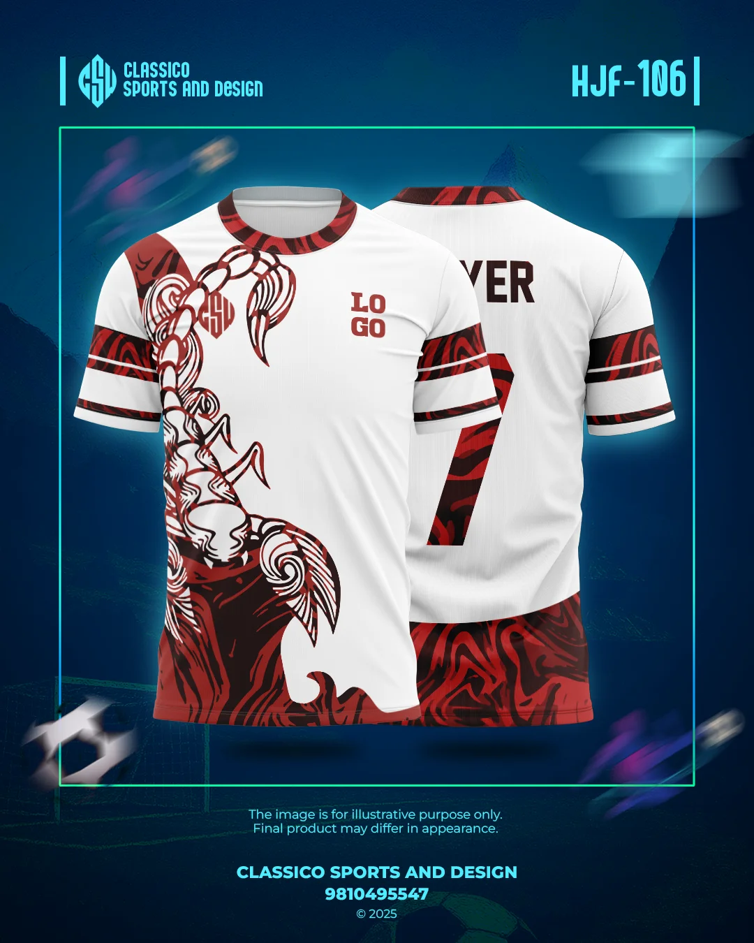 HJF 106 Custom Football Jersey  Tribal Scorpion Edition | Classico Sportswear Nepal