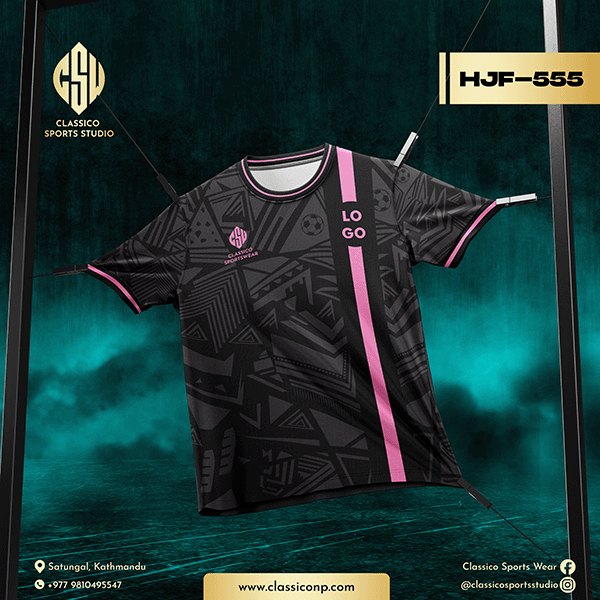 HJF-555 Custom Sublimation Jersey  Black & Pink Tribal Edition | Classico Sports Studio Nepal